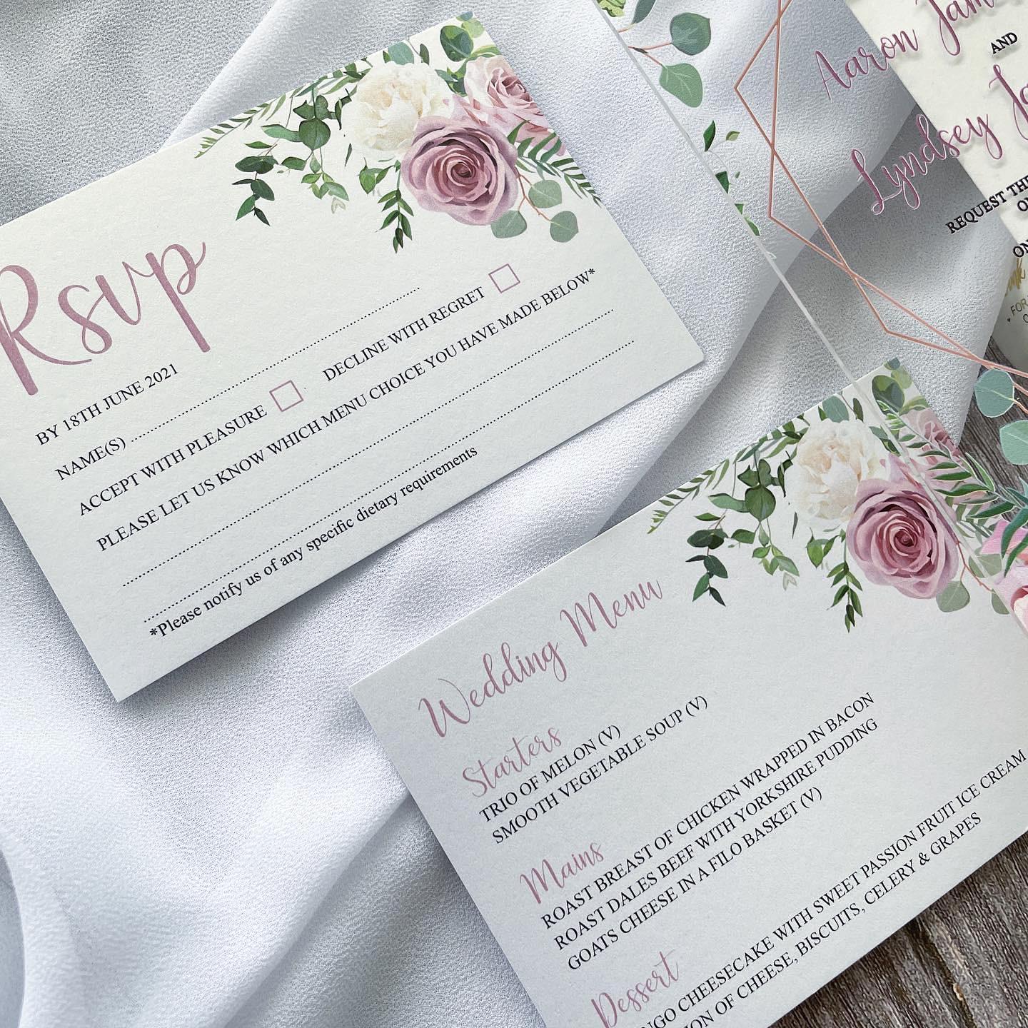 Blush Pink Floral Acrylic Wedding Invitation thumbnail 3