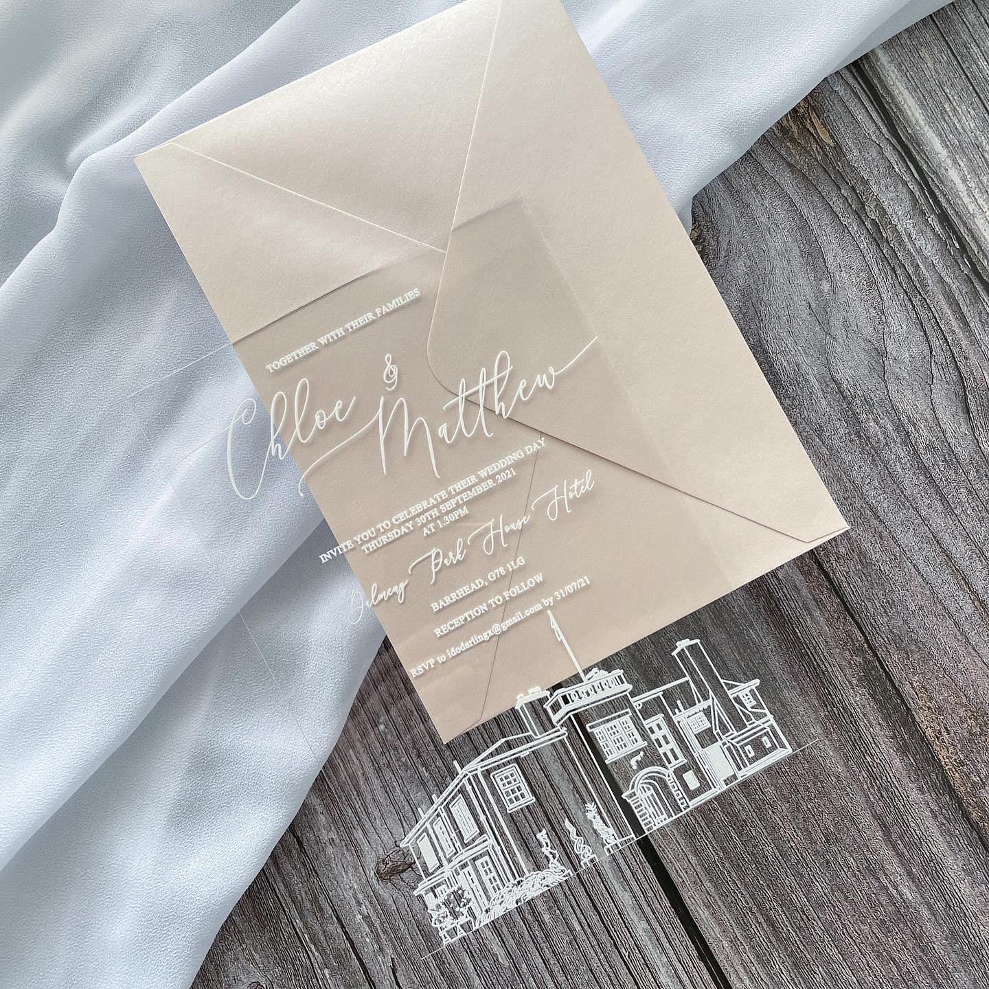 Wedding Venue Illustration Acrylic Wedding Invitation thumbnail 3