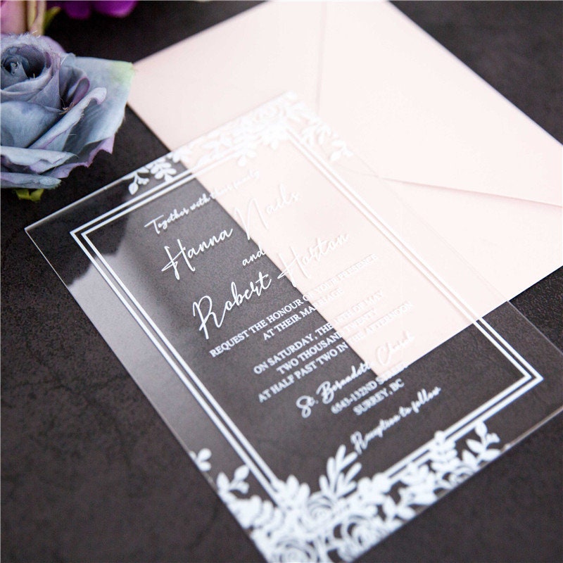 Clear Acrylic Wedding Invitation, Modern Elegant Invite thumbnail 2