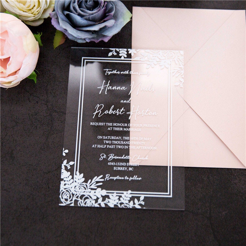 Clear Acrylic Wedding Invitation, Modern Elegant Invite thumbnail 3