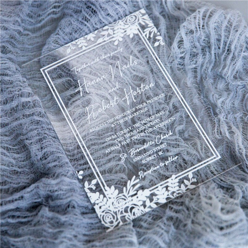 Clear Acrylic Wedding Invitation, Modern Elegant Invite thumbnail 5