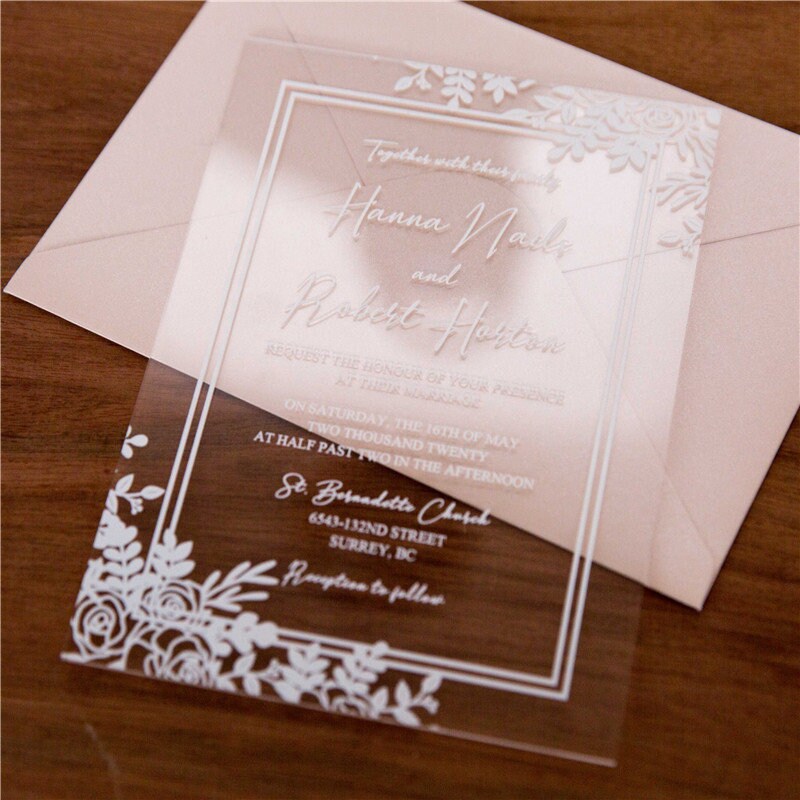Clear Acrylic Wedding Invitation, Modern Elegant Invite thumbnail 6