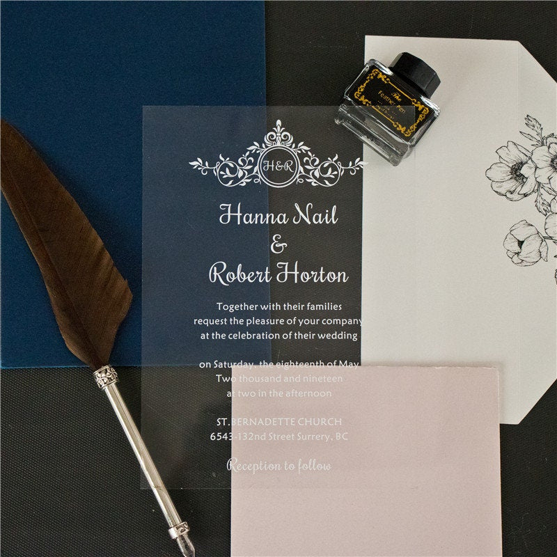 Simplistic Clear & White Acrylic Wedding Invitation thumbnail 6