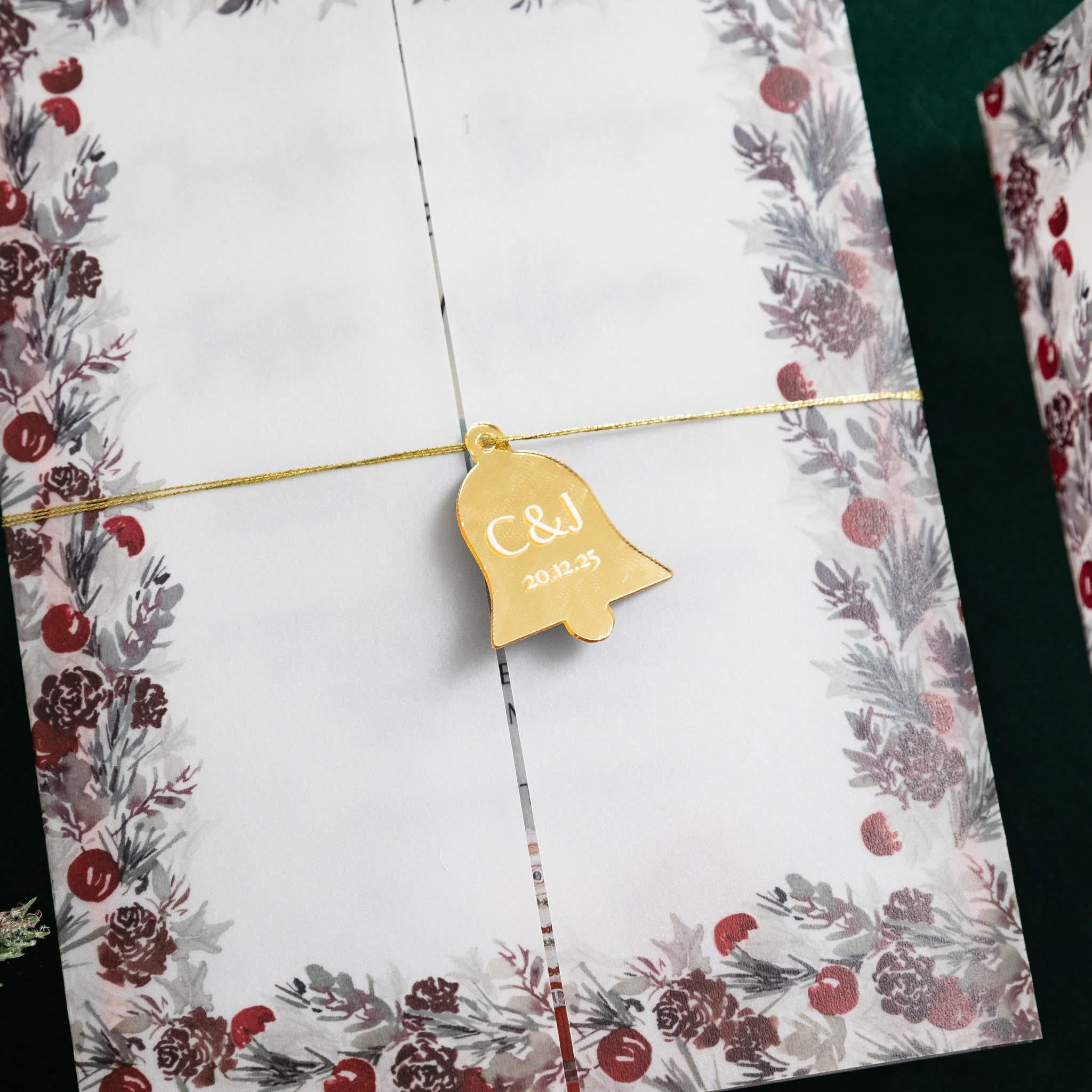 Acrylic Winter Wedding Invitation | Vellum Gatefold, Gold Reindeer thumbnail 2