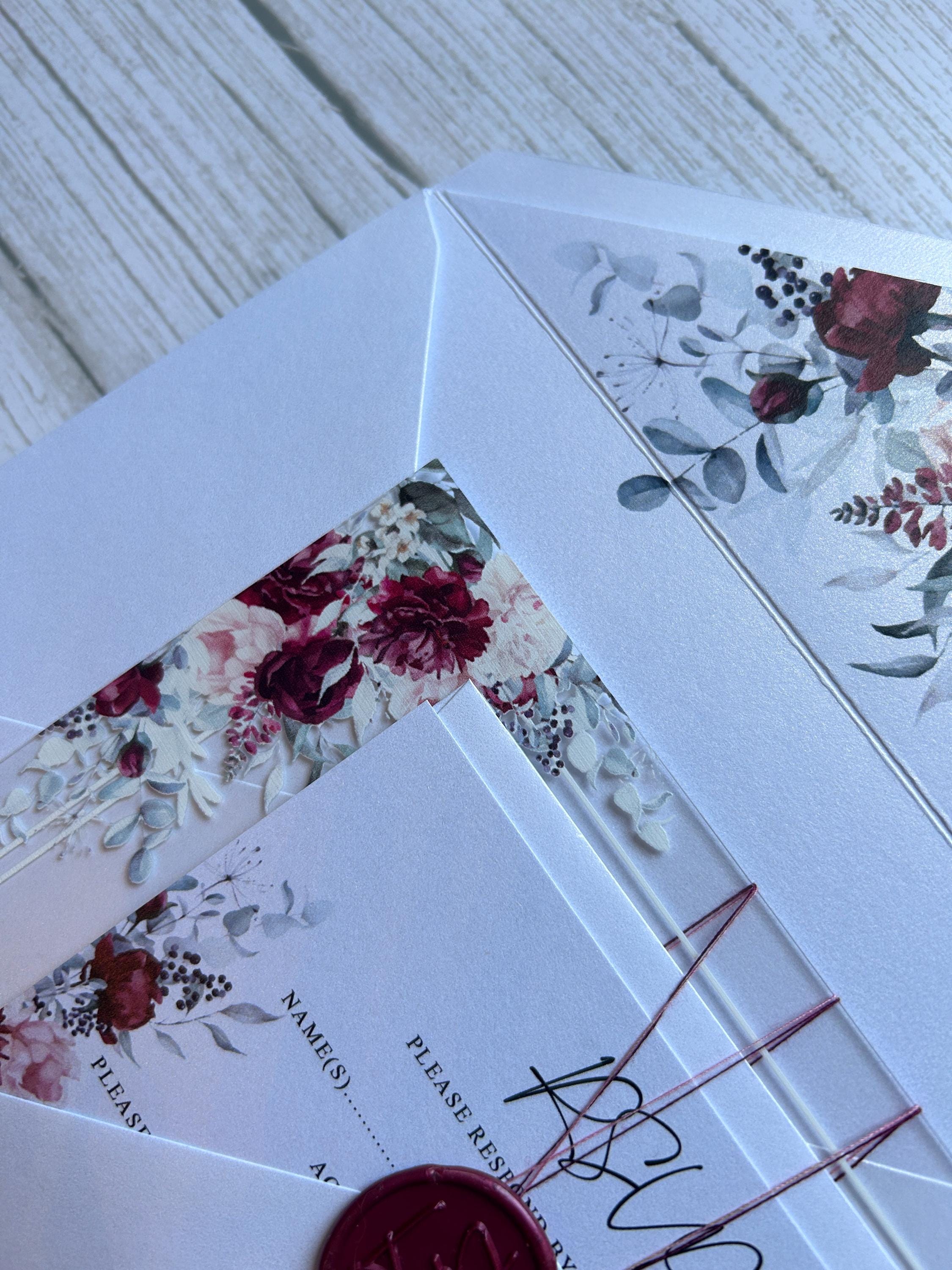 Acrylic Wedding Invitation with Wax Seal, Clear Floral Wedding Invite, Luxury Modern Wedding Stationery thumbnail 8