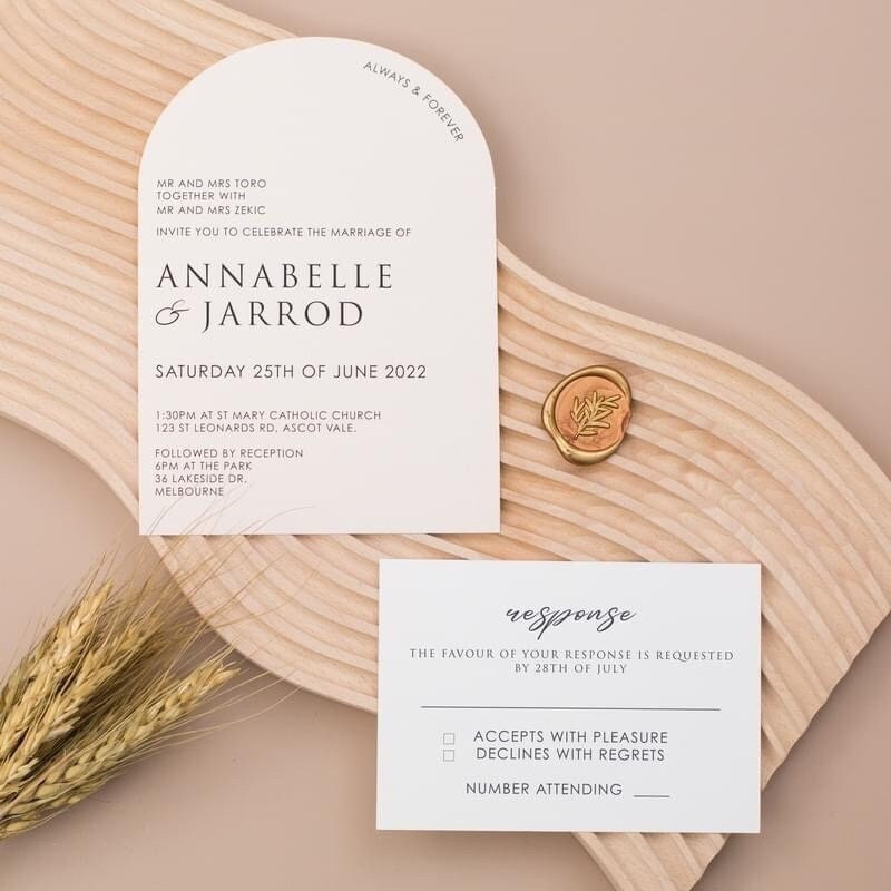 Classic Archway Paper Wedding Invitation Inc Wax Seal & RSVP | Wedding Invite | Modern Wedding Invite | Arch Invite | Curved Invite image 1