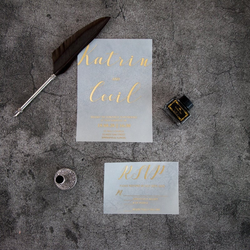 Rose Gold Foil Vellum Wedding Invitation Suite thumbnail 3