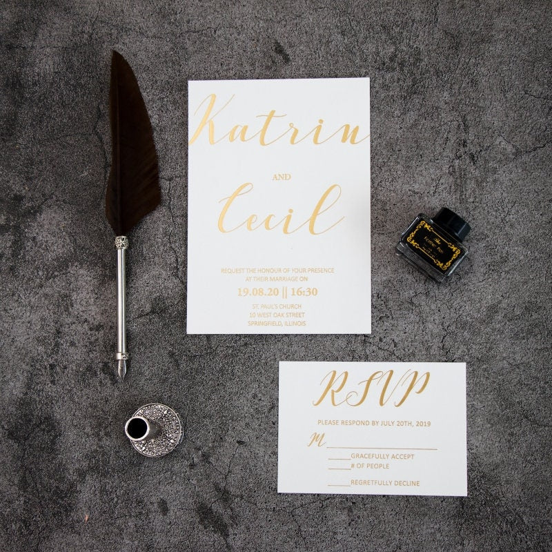 Rose Gold Foil Vellum Wedding Invitation Suite thumbnail 4