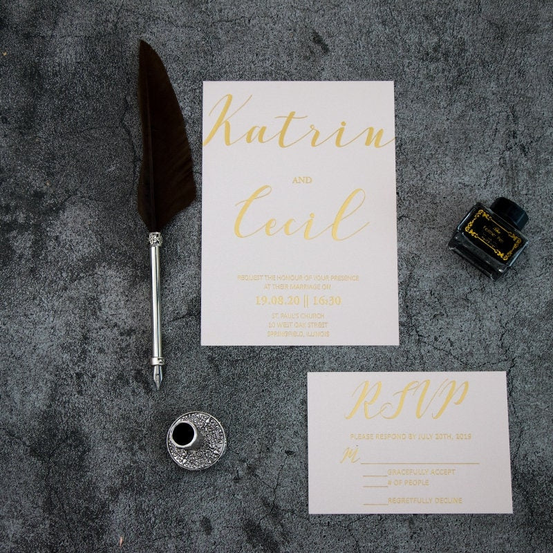 Rose Gold Foil Vellum Wedding Invitation Suite thumbnail 5