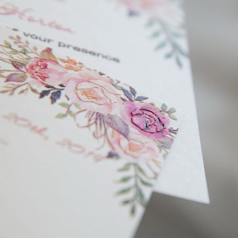 Pink Floral UV Printed Wedding Invitation thumbnail 2