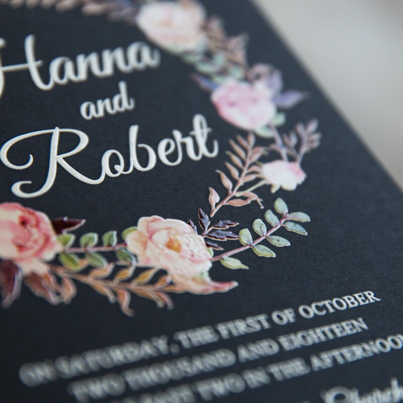 Floral Wreath UV Printed Wedding Invitation Suite thumbnail 3