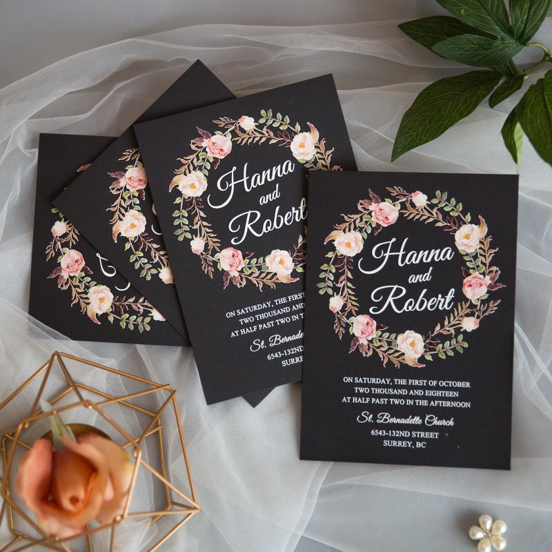 Floral Wreath UV Printed Wedding Invitation Suite thumbnail 4