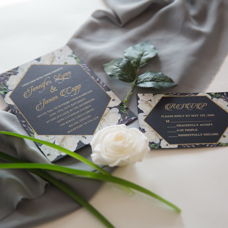 Floral UV Printed Wedding Invitation Suite thumbnail 4