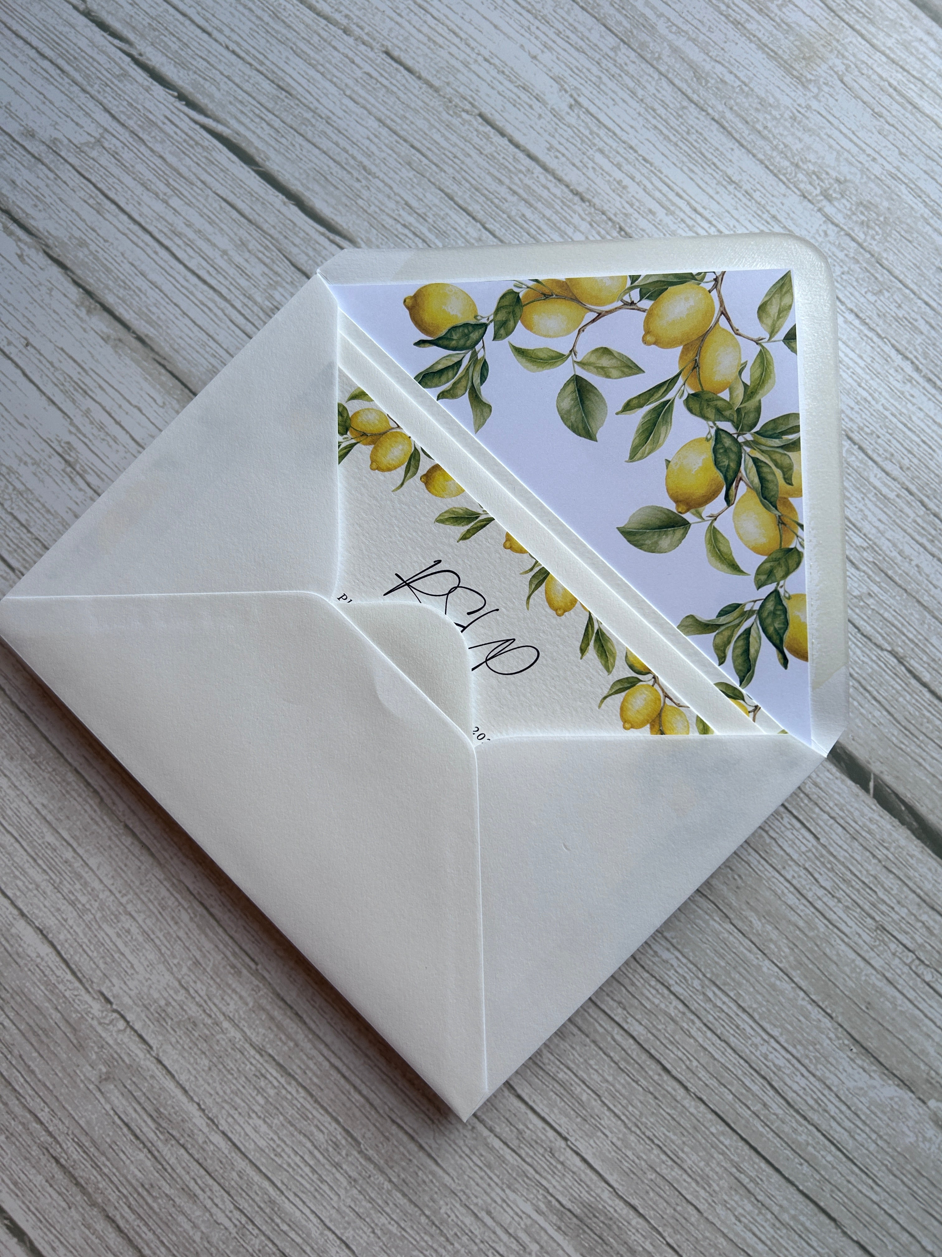 Italian Lemon Wedding Invitation With Lemon Thread & Personalised Wax Seal thumbnail 7