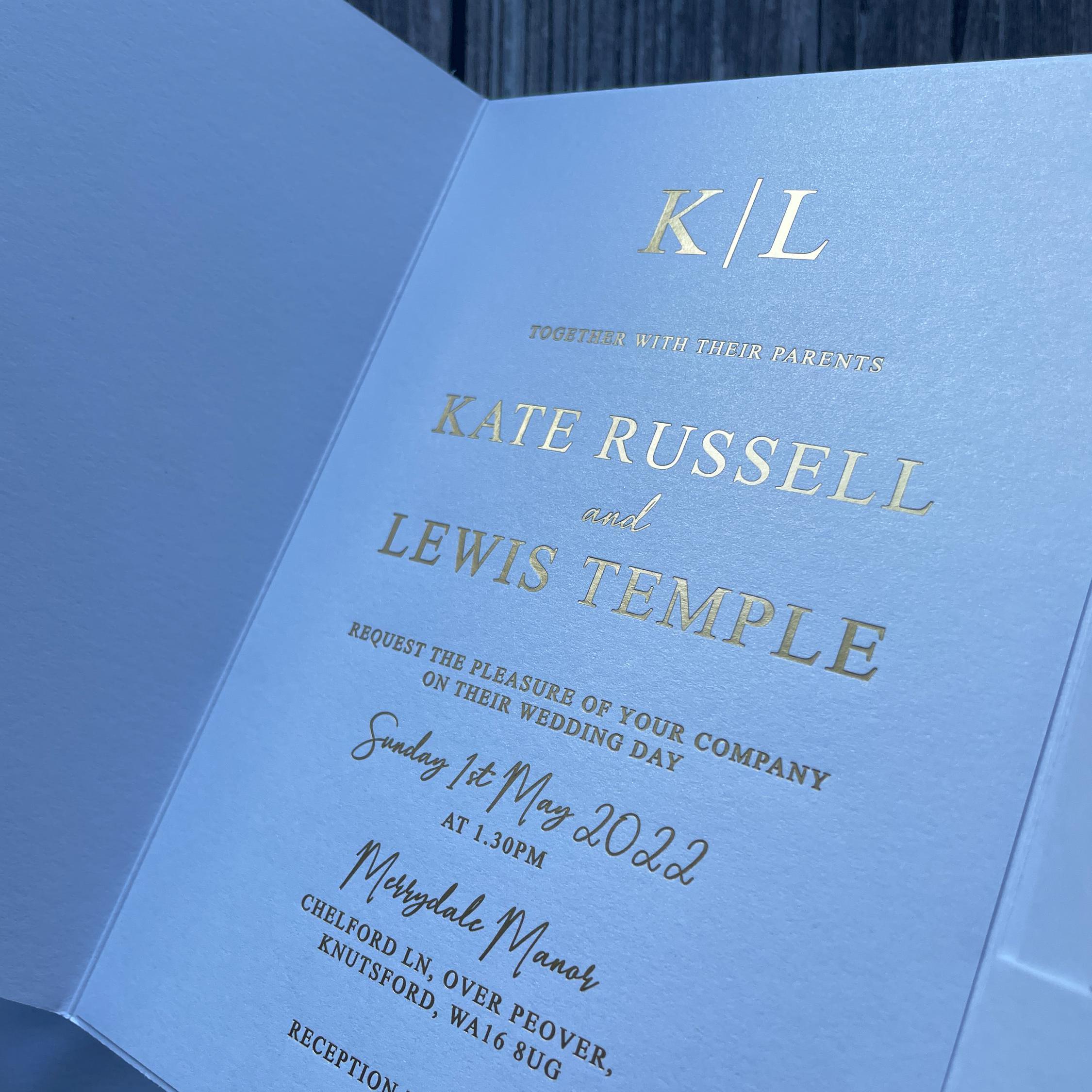 Modern Mimimalist White and Gold Foil Wedding Invitation with Inserts and Wax Seal | Modern Invite | Wedding Invitation | Gold foiled invite thumbnail 4