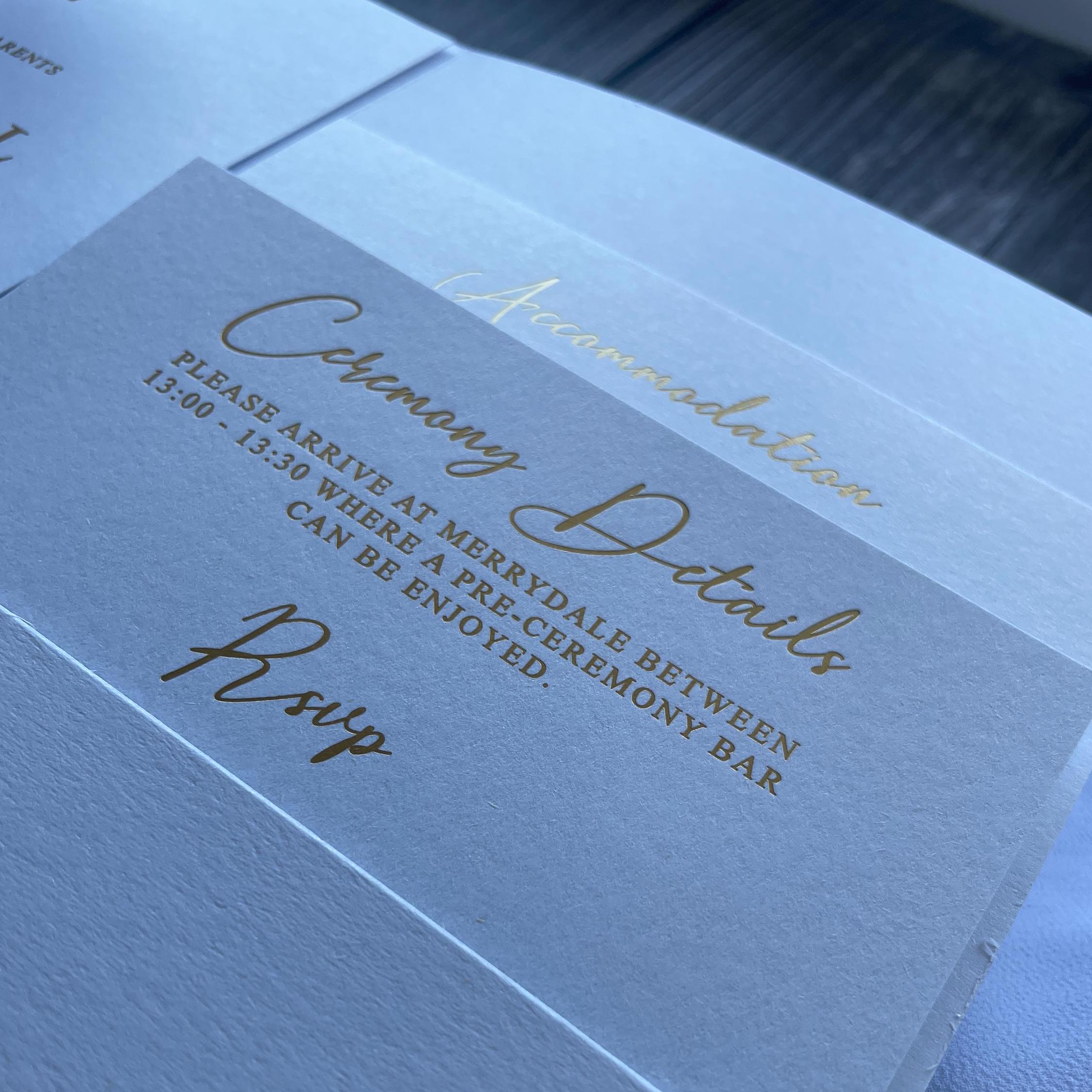 Modern Mimimalist White and Gold Foil Wedding Invitation with Inserts and Wax Seal | Modern Invite | Wedding Invitation | Gold foiled invite thumbnail 6