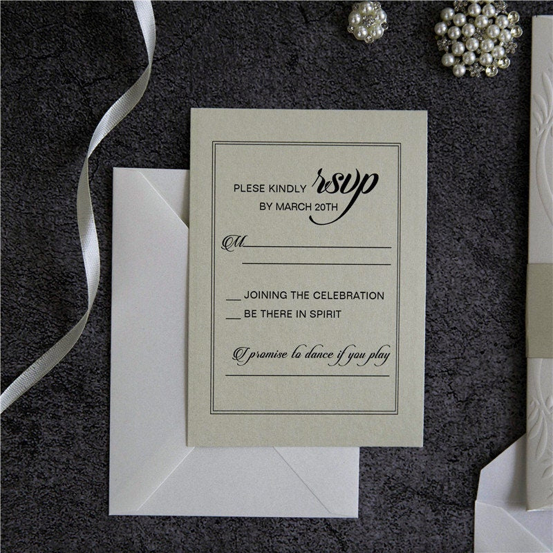 Laser Cut Wedding Invitation, Ivory Embossed Shimmer Card thumbnail 7