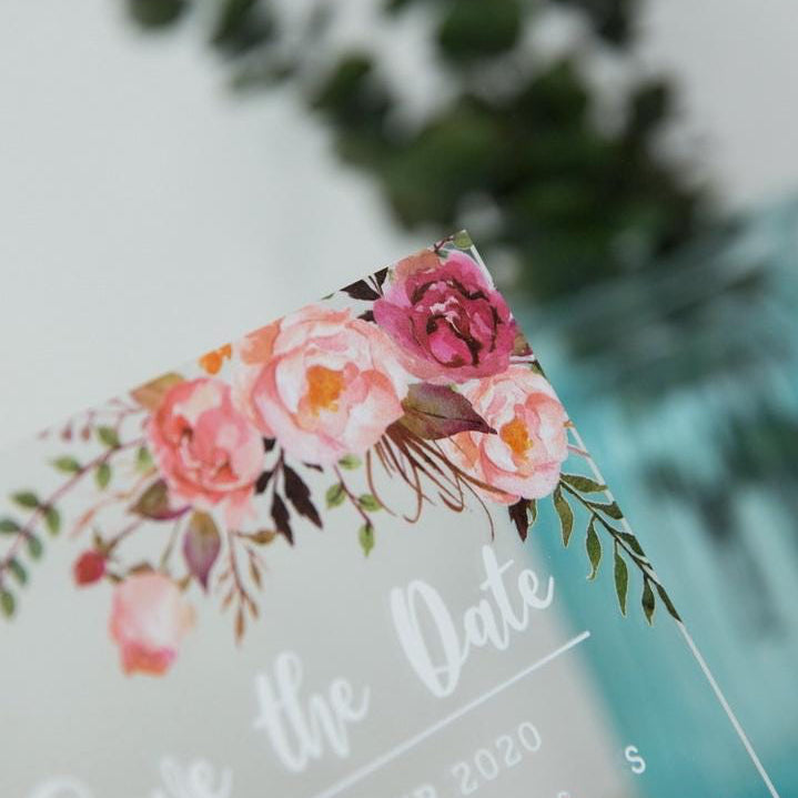 Blush & Pink Clear Acrylic Calendar Save The Date thumbnail 2