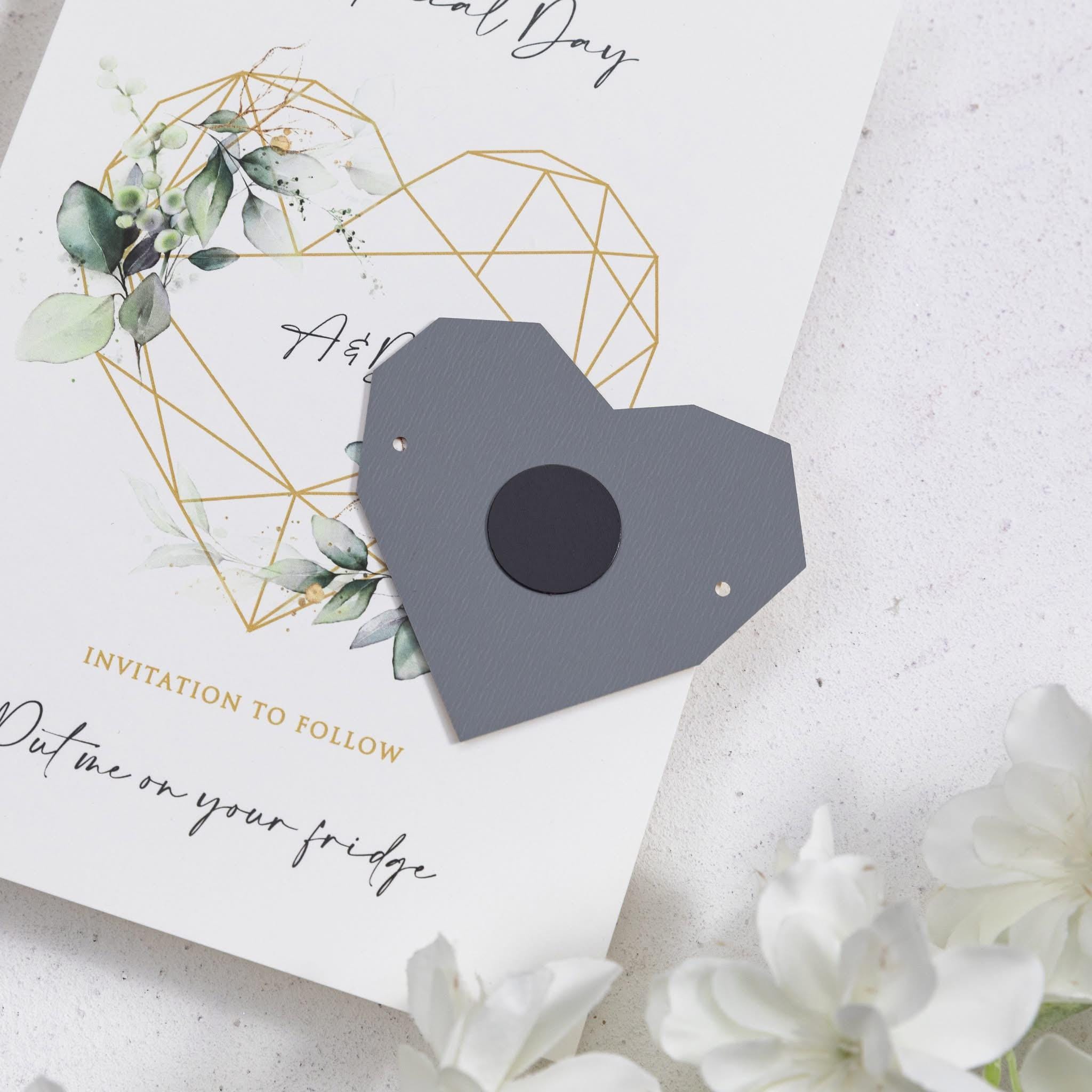Mirror Acrylic Heart Wedding Save The Date | Magnetic Card thumbnail 2