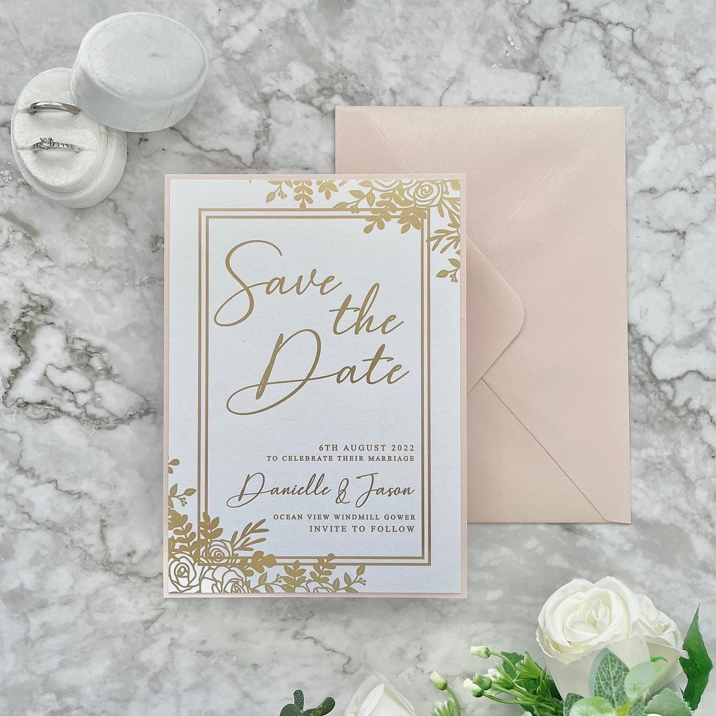 Blush Pink and Gold Foil Save the Date | Wedding Invitation thumbnail 2