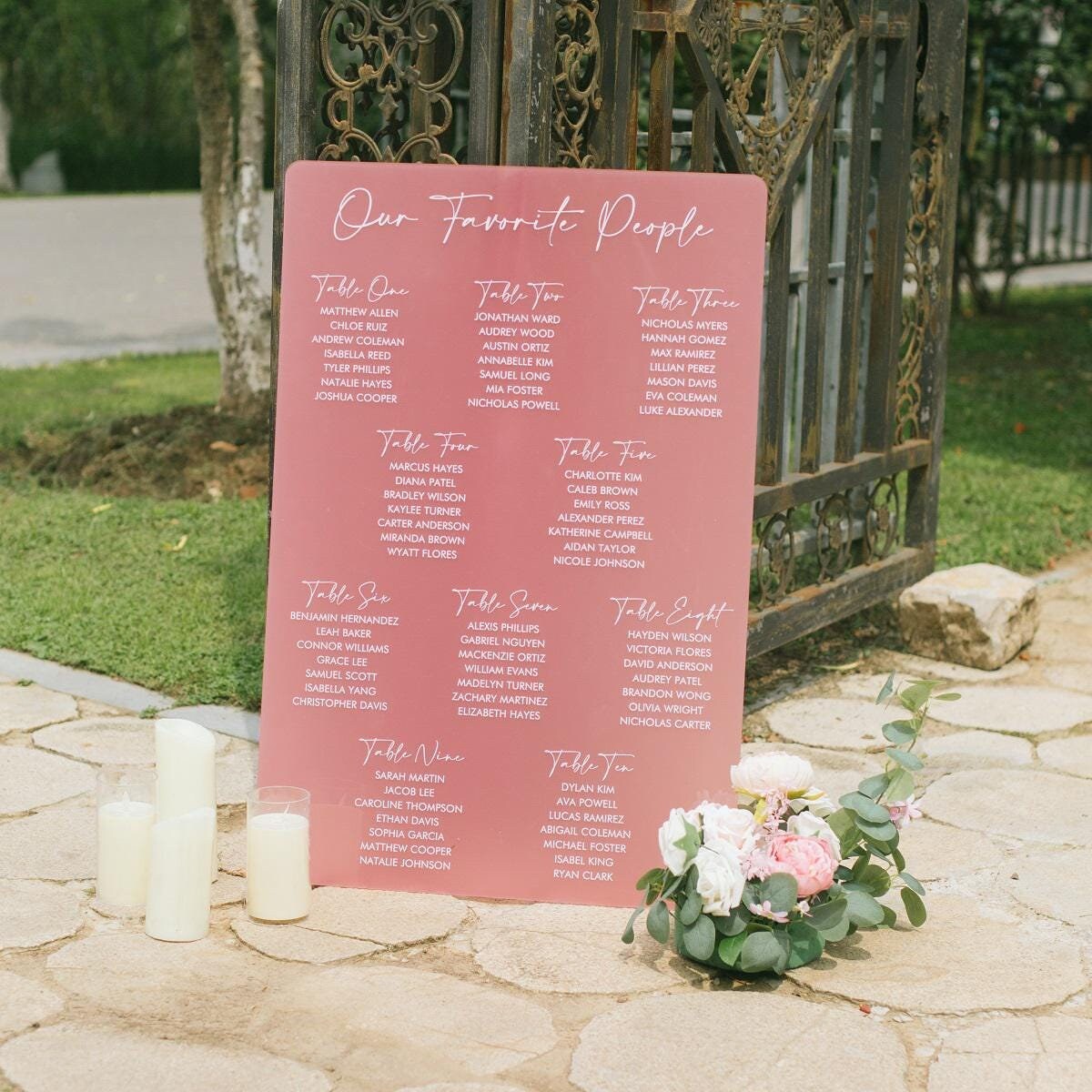 Pink Wedding Table Plan | UV Printed Guest Seating l Acrylic wedding sign image 1