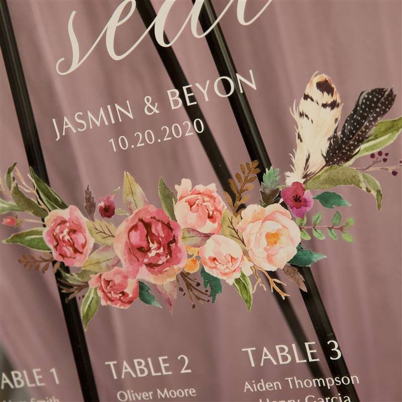 Floral Acrylic Wedding Table Seating Plan | Rose & Feather Design thumbnail 2