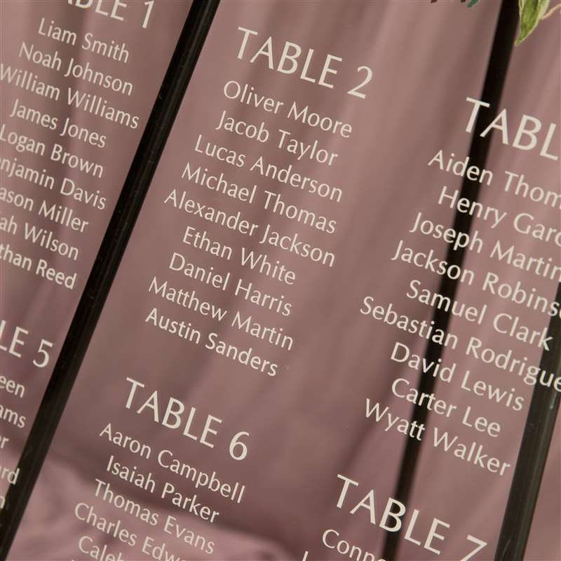 Floral Acrylic Wedding Table Seating Plan | Rose & Feather Design thumbnail 3