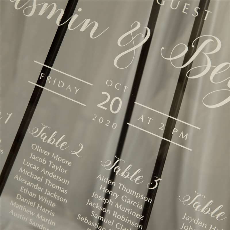 Floral Acrylic Wedding Table Seating Chart, Ivory White thumbnail 3