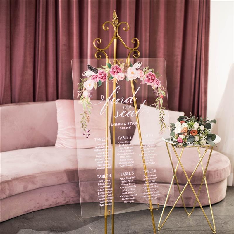Pink Floral Clear Acrylic Table Plan image 1