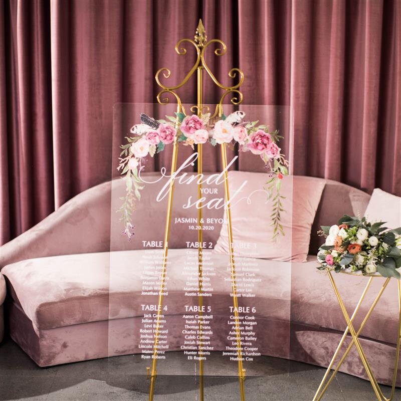 Pink Floral Clear Acrylic Table Plan thumbnail 3