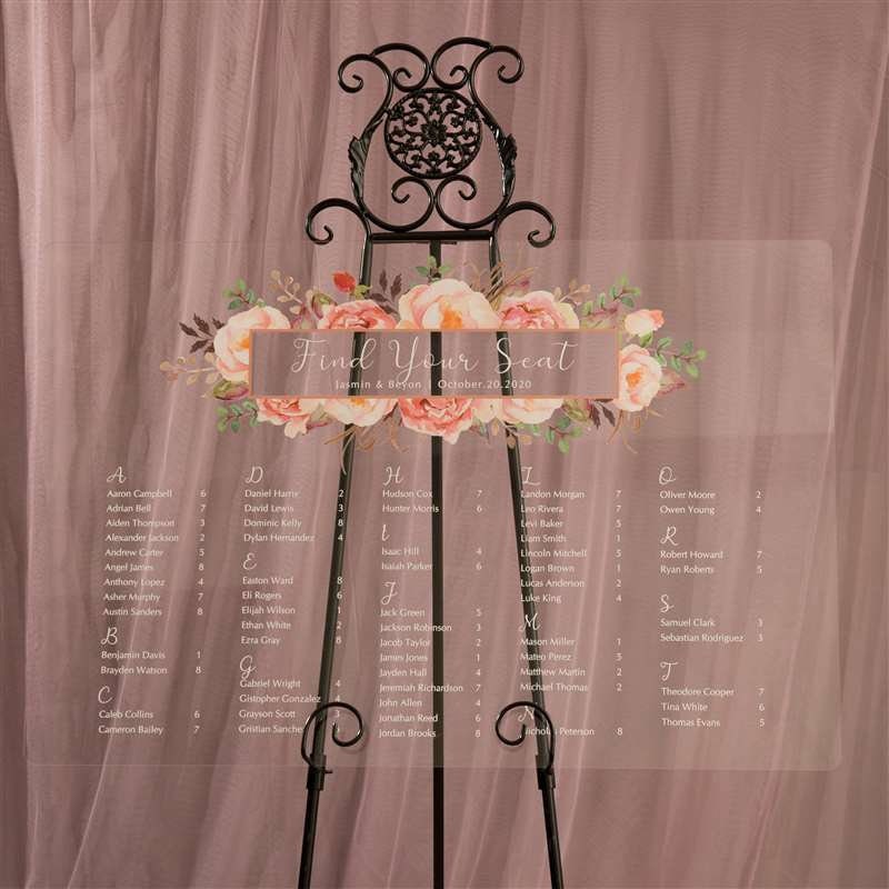 Blush Floral Acrylic Wedding Table Plan image 1