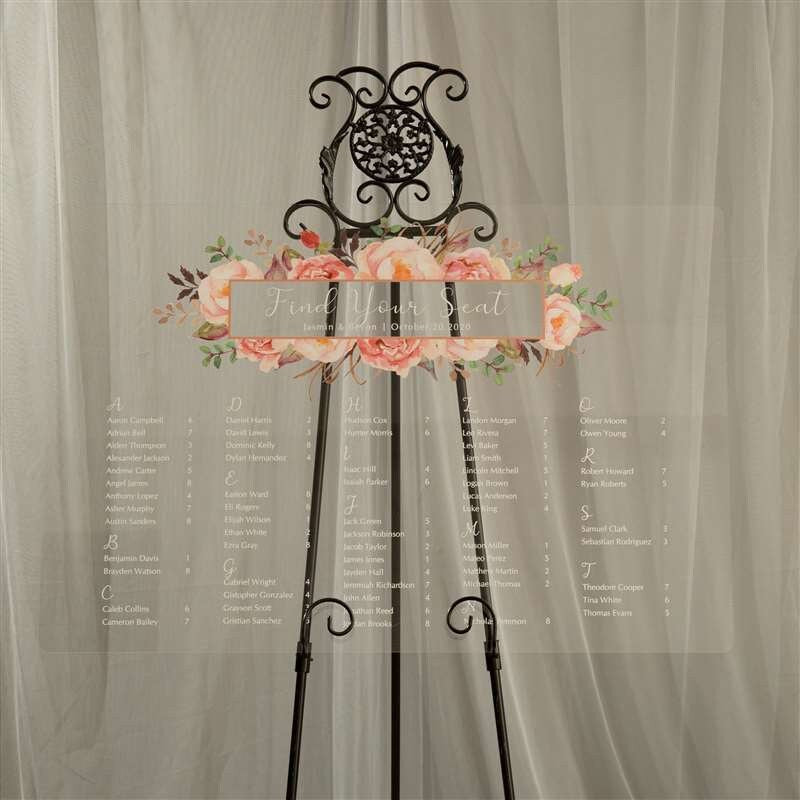 Blush Floral Acrylic Wedding Table Plan thumbnail 4