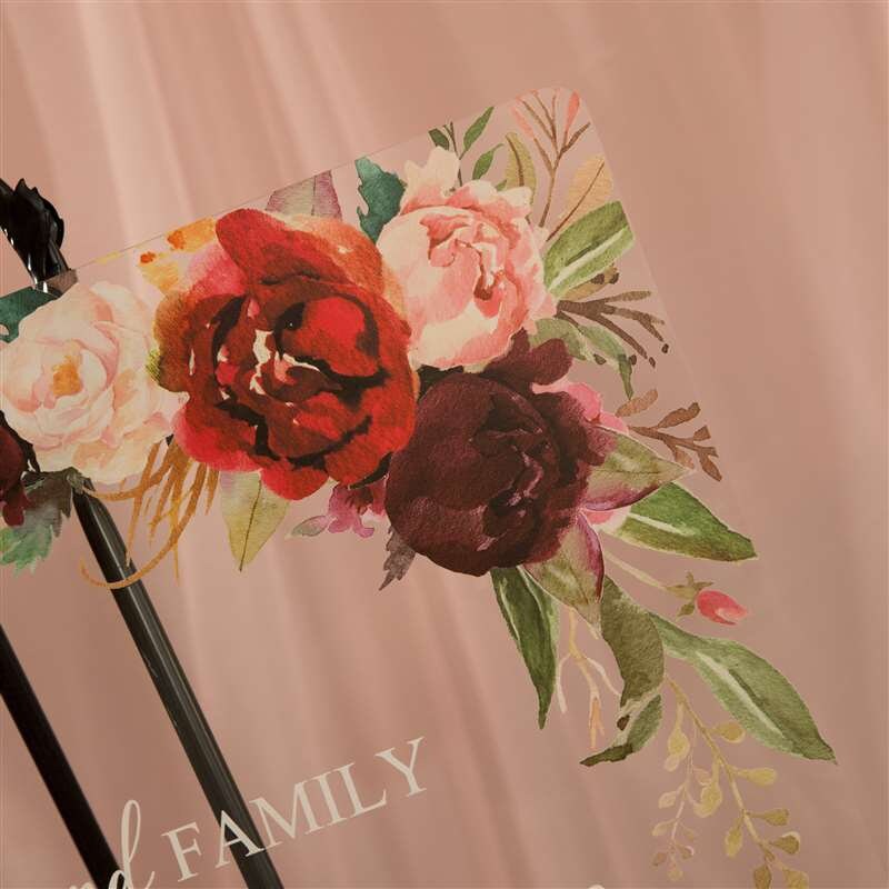 Floral Acrylic Wedding Seating Sign: Choose a Seat, Not a Side thumbnail 3