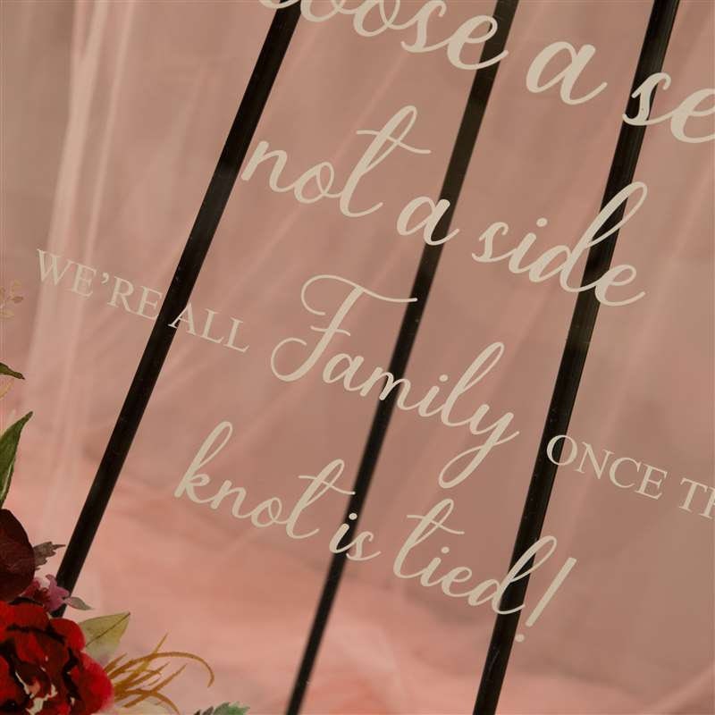 Floral Acrylic Wedding Seating Sign: Choose a Seat, Not a Side thumbnail 4