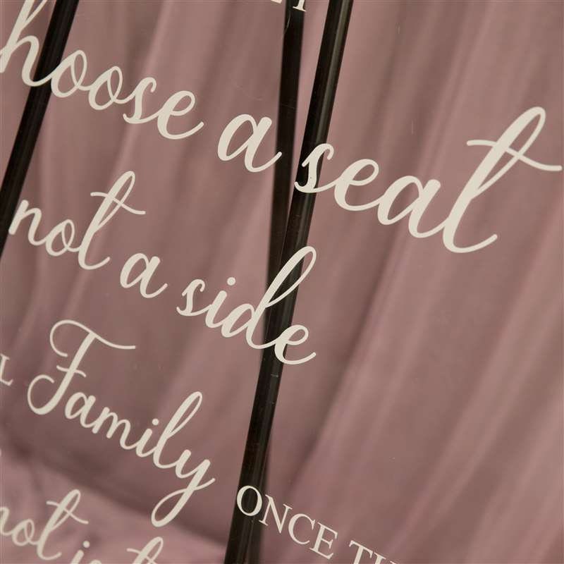 Floral Acrylic Wedding Seating Sign: Choose a Seat, Not a Side thumbnail 6