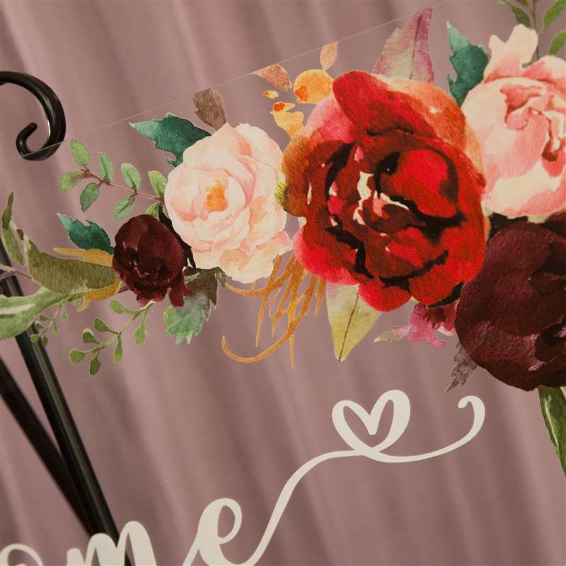 Burgundy Floral Acrylic Wedding Welcome Sign thumbnail 2