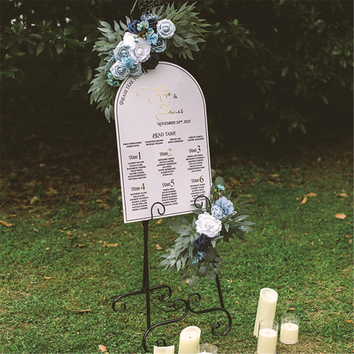 Arch White Acrylic Wedding Table Plan with Gold Mirror Acrylic 3D Lettering thumbnail 3