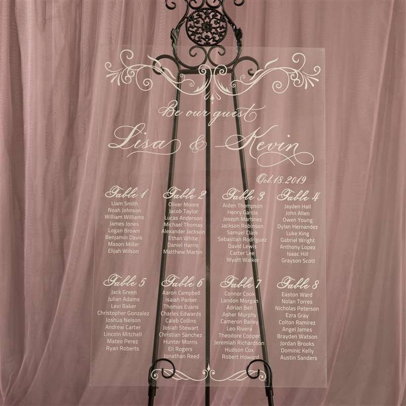 Acrylic Wedding Table Seating Plan, Elegant Reception Sign image 1