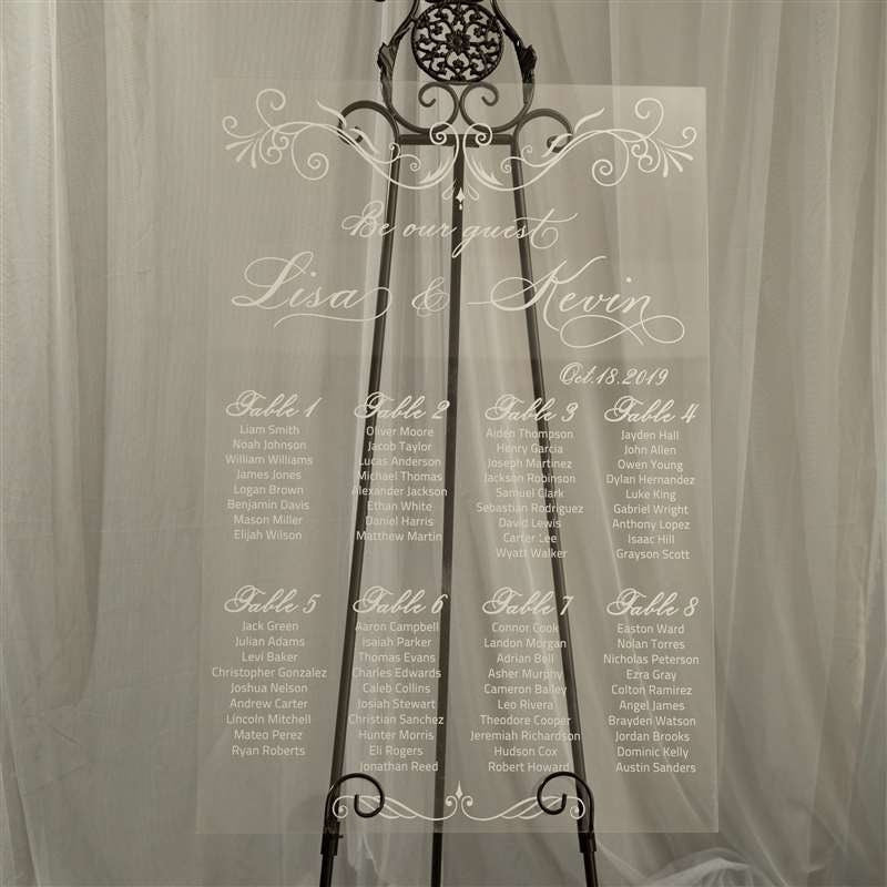 Acrylic Wedding Table Seating Plan, Elegant Reception Sign thumbnail 3