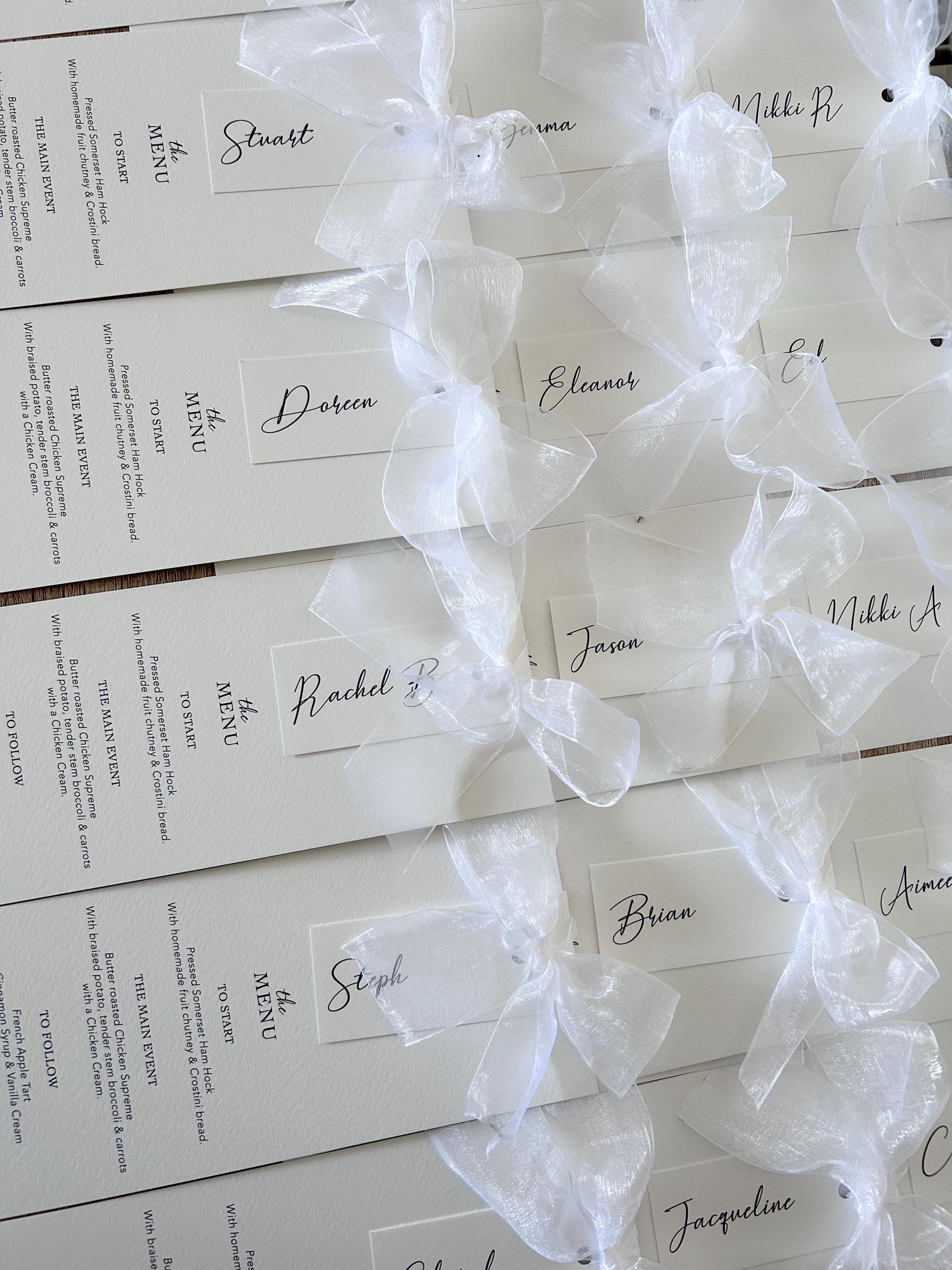 Modern Wedding Menu with Chiffon Bow & Guest Name thumbnail 4