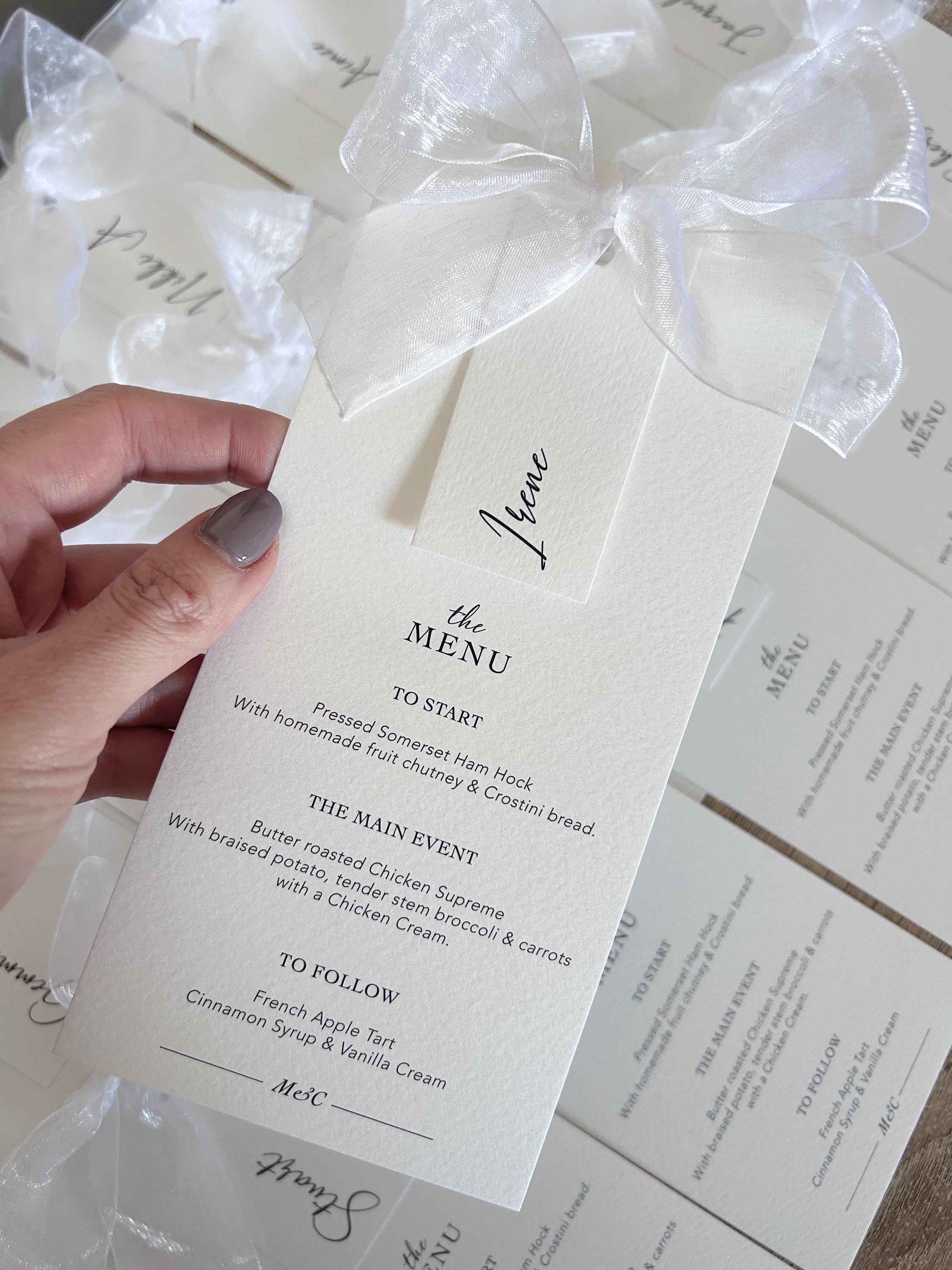 Modern Wedding Menu with Chiffon Bow & Guest Name thumbnail 6