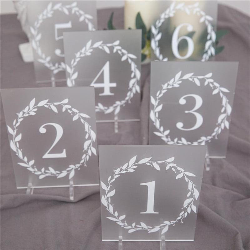 Frosted Acrylic Floral Wreath Table Number thumbnail 2