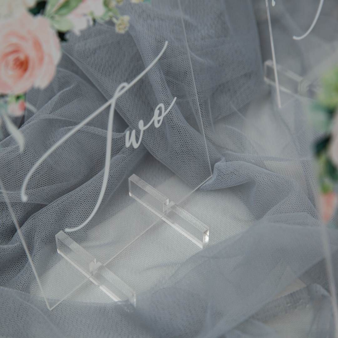 Blush Pink Floral Acrylic Wedding Table Name thumbnail 4