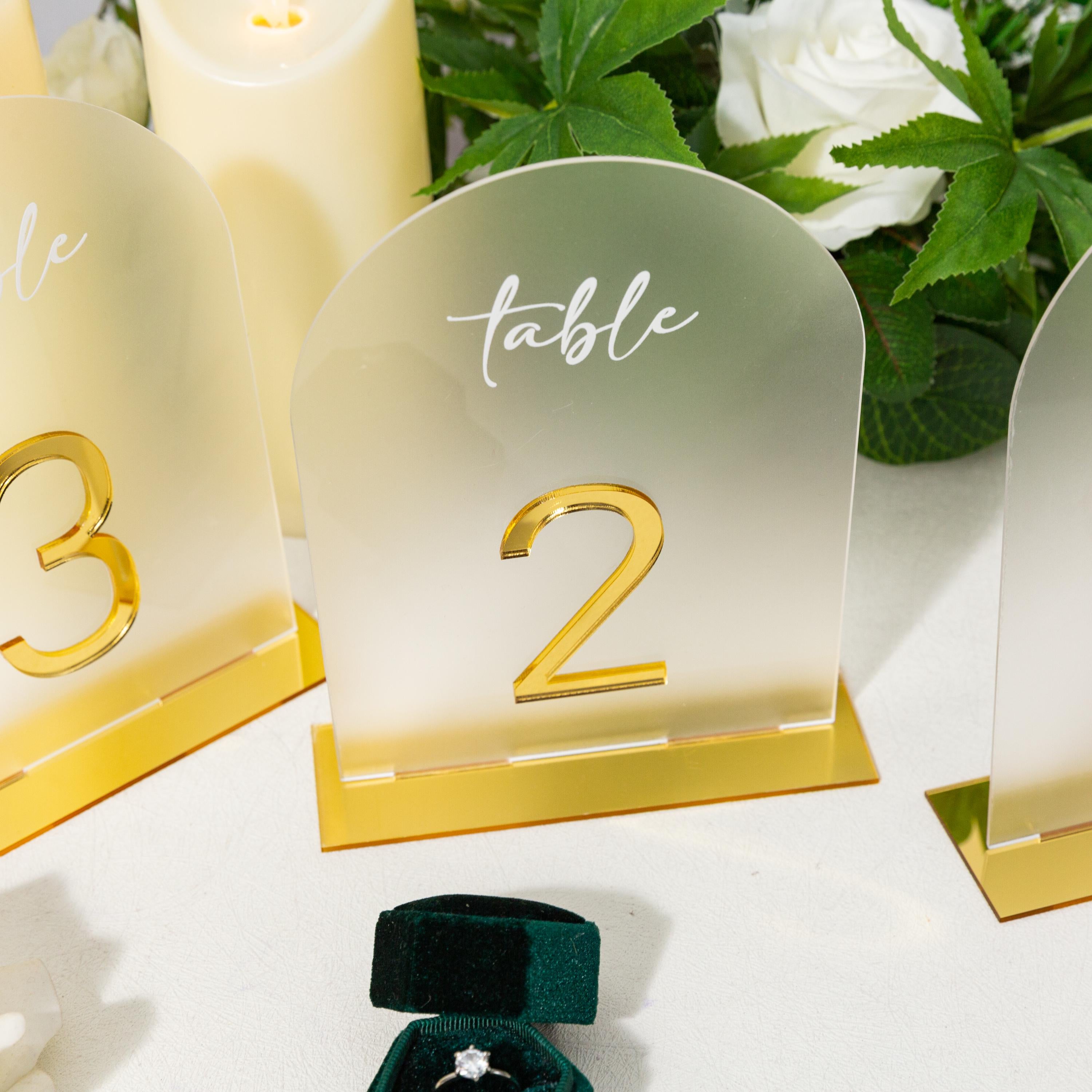 Arch Wedding Table Numbers and Names in Gold Mirror Acrylic and White 3D Letters thumbnail 4