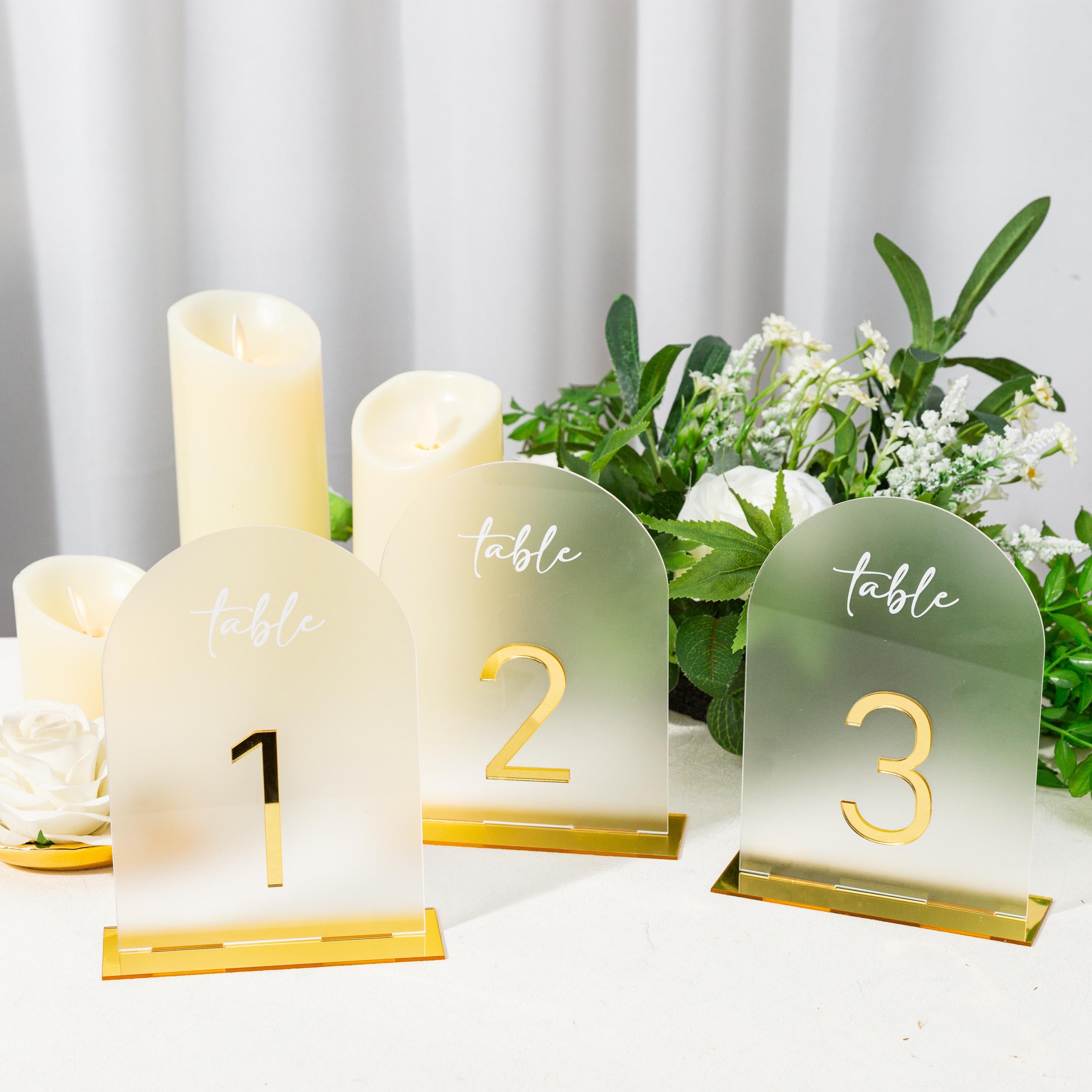 Arch Wedding Table Numbers and Names in Gold Mirror Acrylic and White 3D Letters thumbnail 6