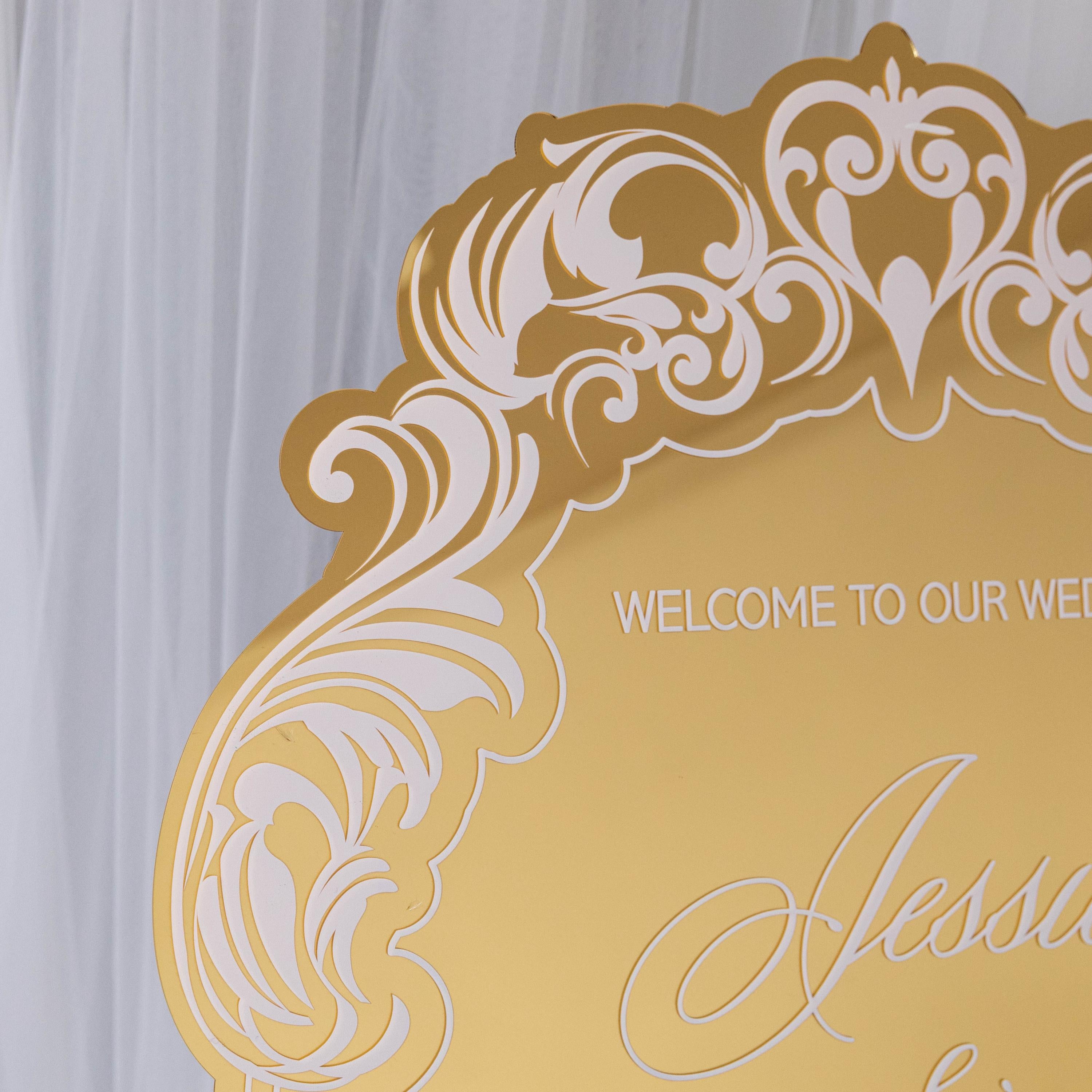 Vintage Mirror Wedding Welcome Sign with UV Printing thumbnail 2