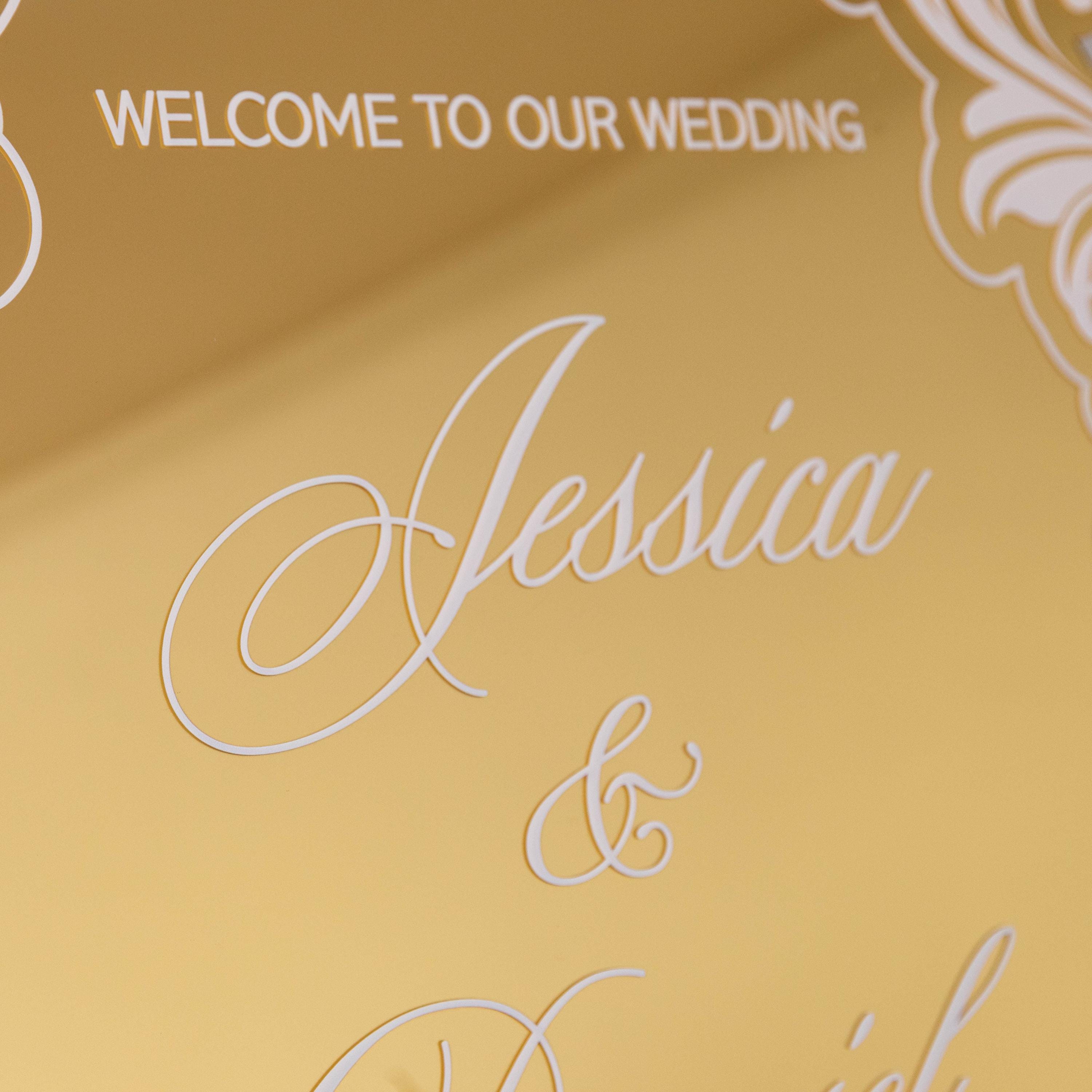 Vintage Mirror Wedding Welcome Sign with UV Printing thumbnail 3