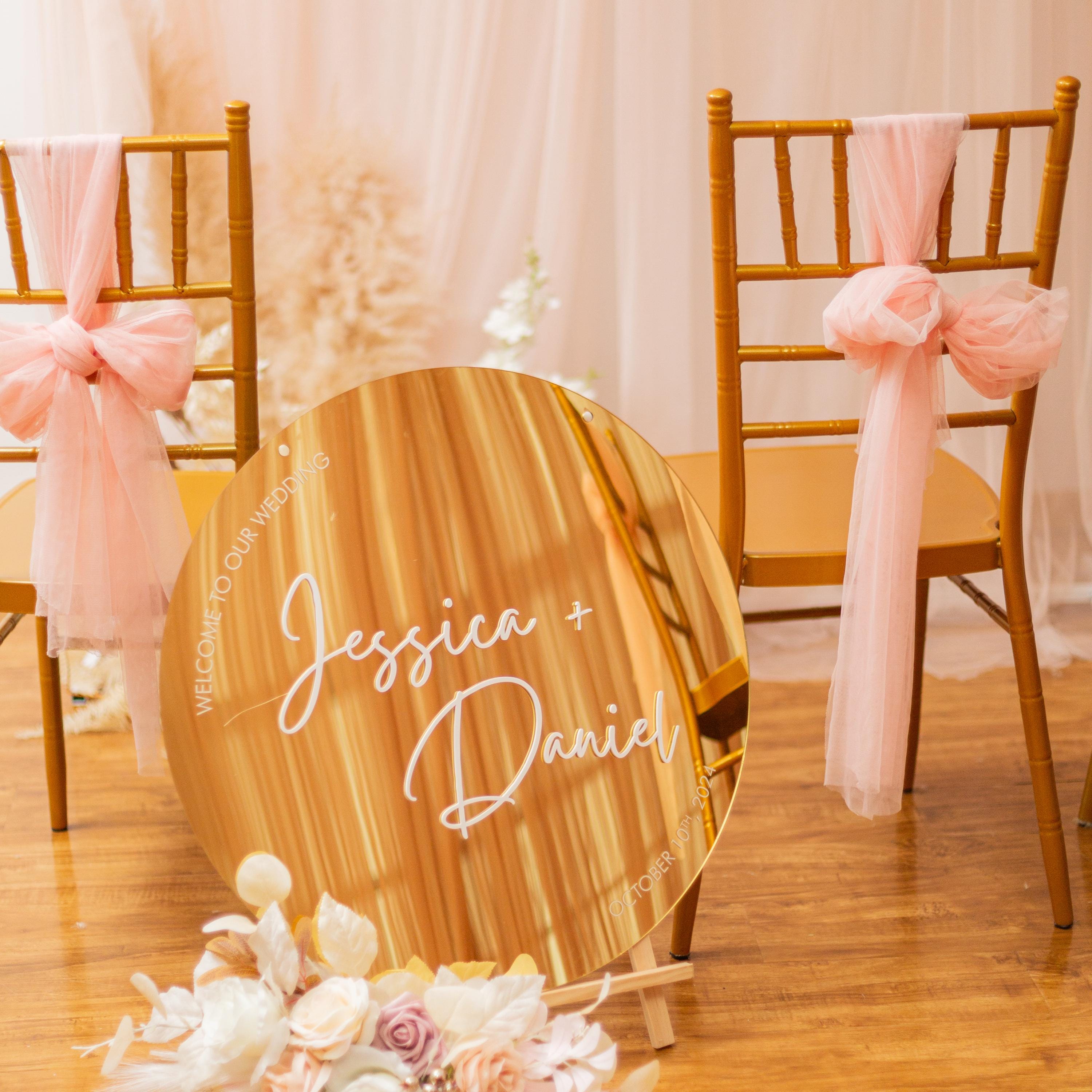 Gold Mirror Acrylic Wedding Welcome Sign | 3D Letter Names thumbnail 3