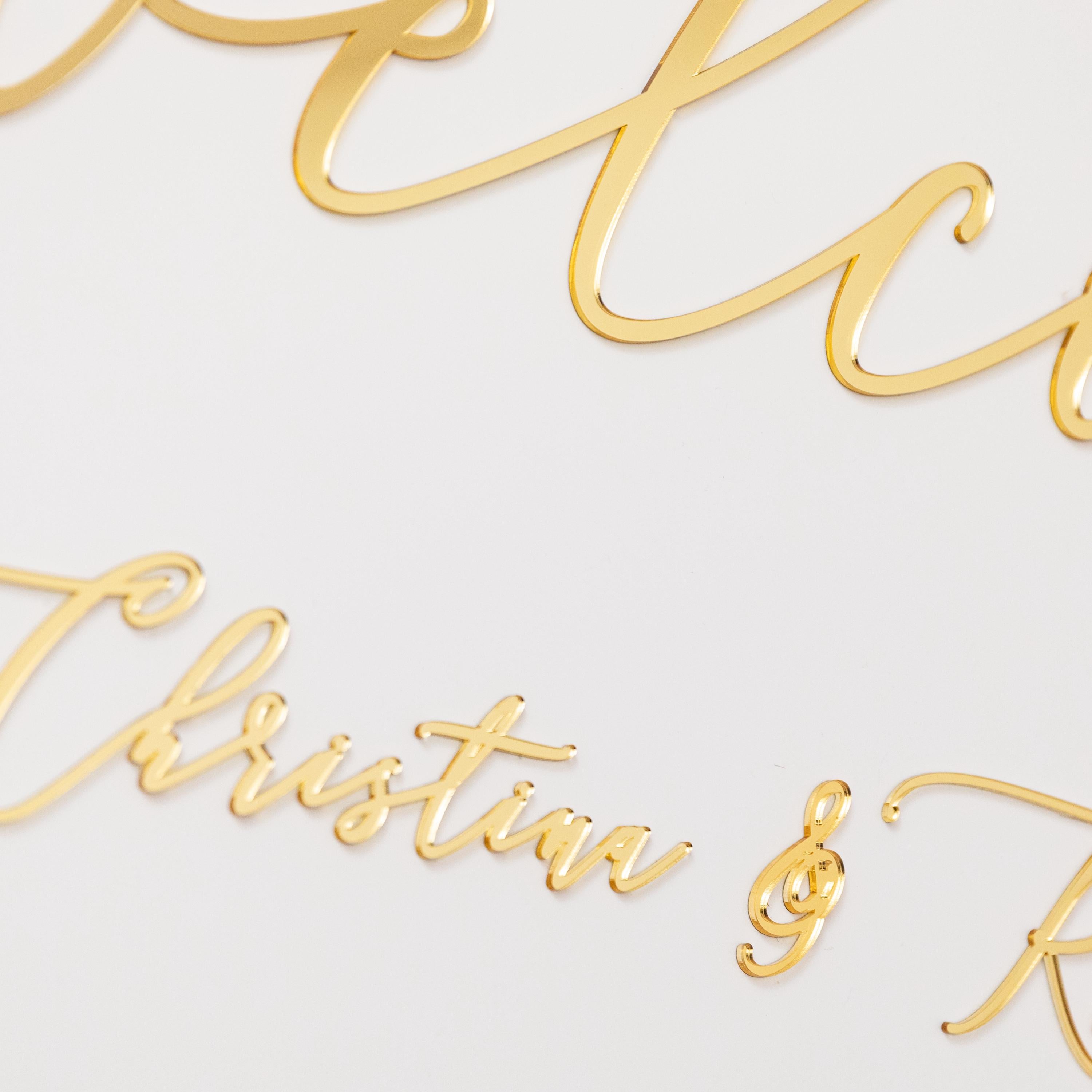 Geometric Foliage Wedding Welcome Sign, Gold Acrylic Calligraphy thumbnail 2