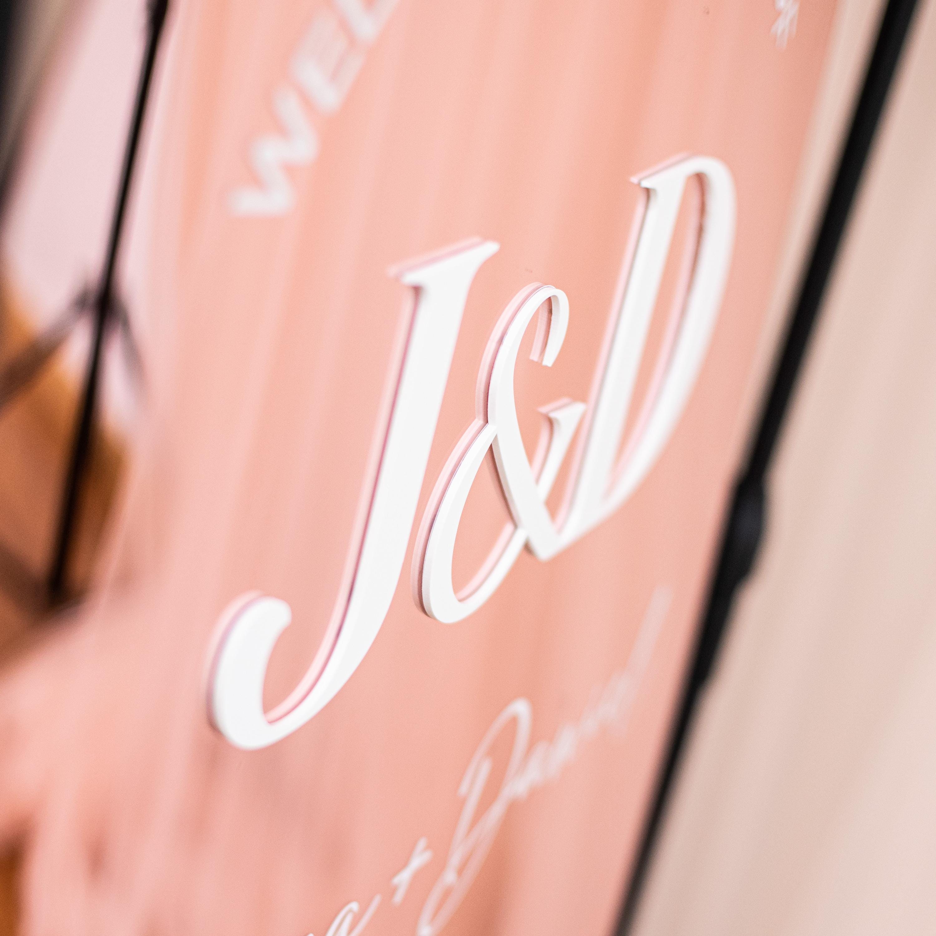 Full Arch Rose Gold Mirror Wedding Welcome Sign with white 3D Acrylic Lettering thumbnail 4